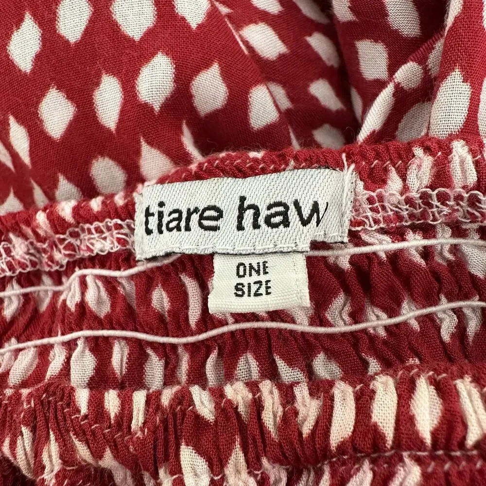 Tiare Hawaii Cheyenne Off The Shoulder Cover-up Maxi Dress cotton Red Dot OS - Picture 6 of 9